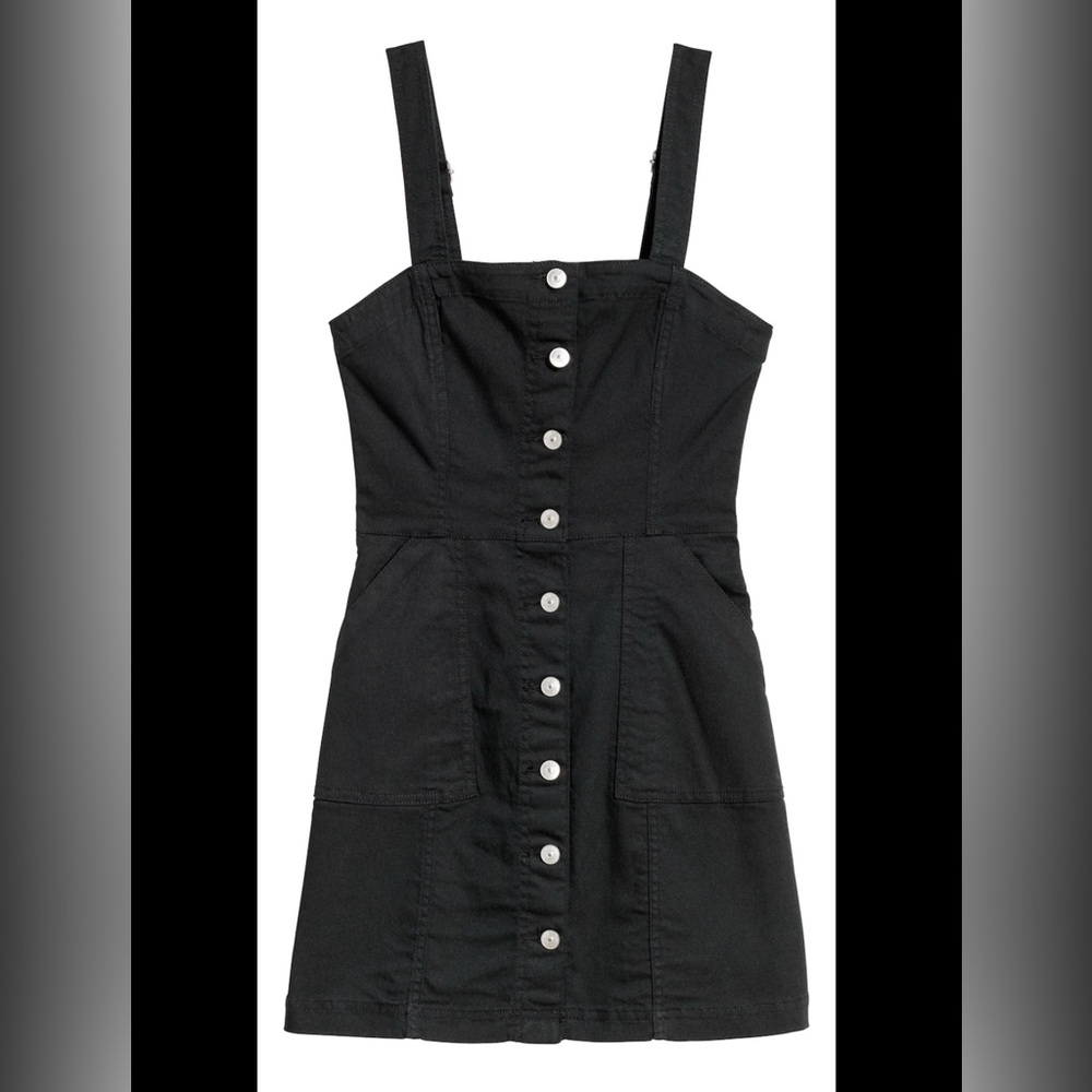 H&M Black Button-Front denim Dress